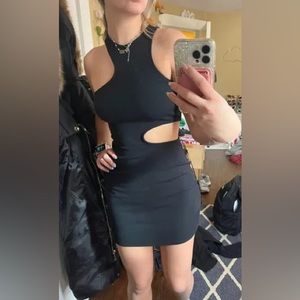 Abercrombie & Fitch Cutout Ribbed Black Dress Size M